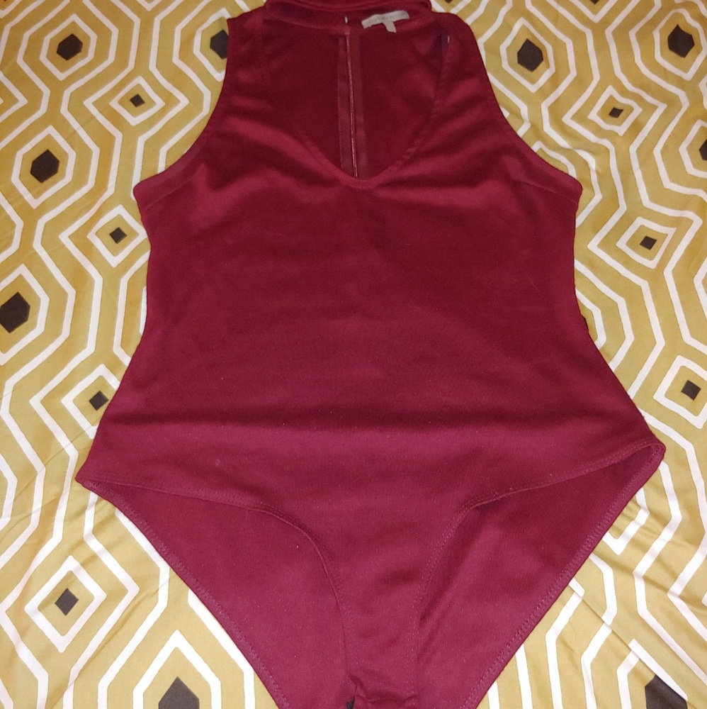Burgundy Choker onesie